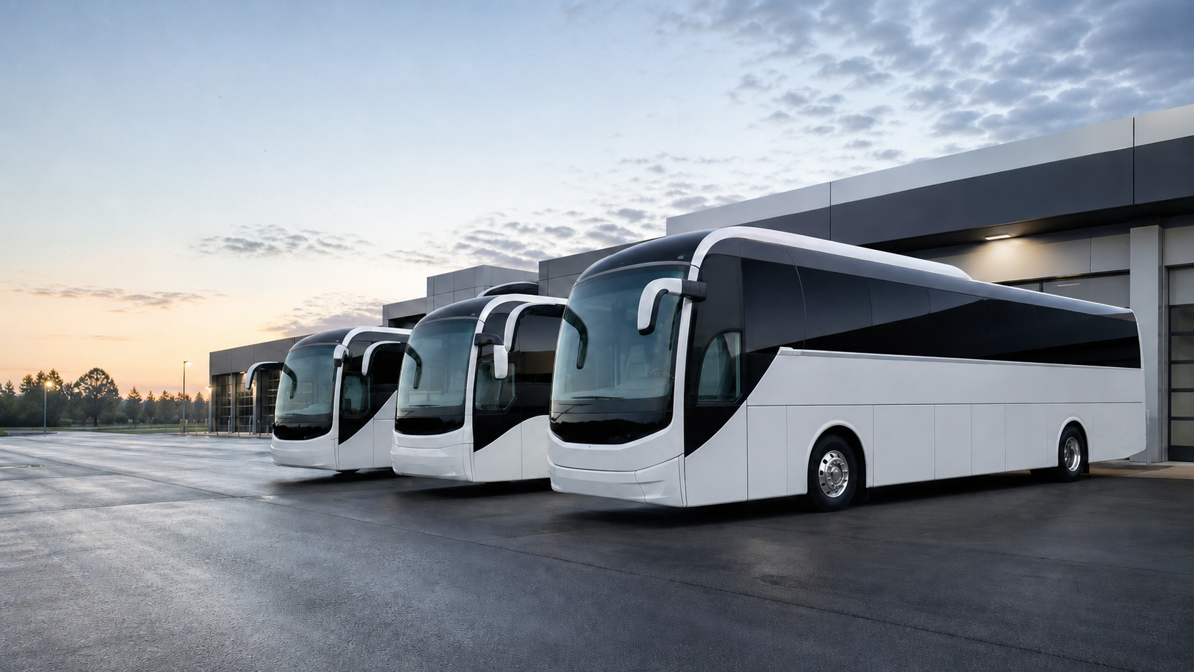 Modern transportation fleet at an operations facility